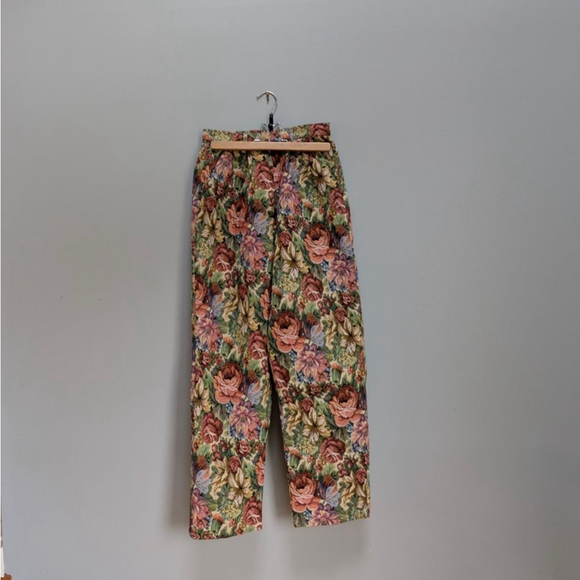 Meadows Floral Tapestry Green Pink Trousers - Size 2 - Picture 3 of 11